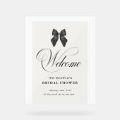 Chic 'She's Tying the Knot Black Bow Bridal Shower Acrylschild (Vorderseite)