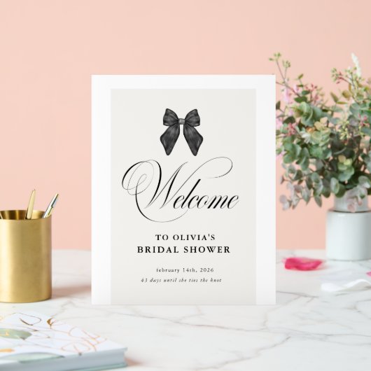 Chic 'She's Tying the Knot Black Bow Bridal Shower Acrylschild (Hochzeit)