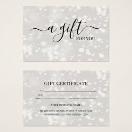 Chic Shiny Custom Gift Certificate Card