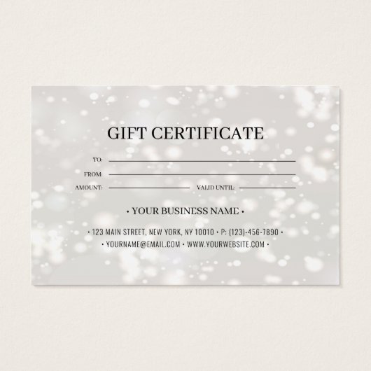 Chic Shiny Custom Gift Certificate Card (Rückseite)