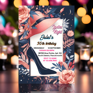 Chic Shoe Stilvolle Adult Ladys Night 30. Geburtst Einladung