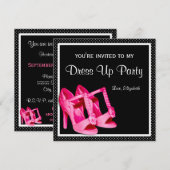 Chic Shoes Girly Pink und Black Dress Up Party Einladung (Vorne/Hinten)