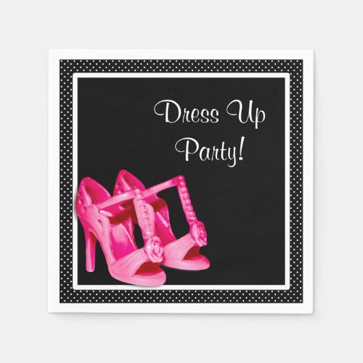 Chic Shoes Girly Pink und Black Dress Up Party Serviette (Vorderseite)