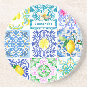 Chic Sicilian azulejo Amalfi Mediterrane Fliesen Getränkeuntersetzer