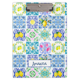 Chic Sicilian azulejo Amalfi Mediterrane Fliesen Klemmbrett