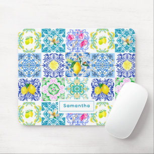 Chic Sicilian azulejo Amalfi Mediterrane Fliesen Mousepad