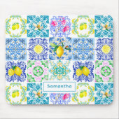 Chic Sicilian azulejo Amalfi Mediterrane Fliesen Mousepad (Vorne)