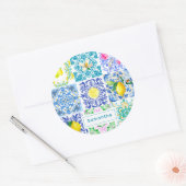 Chic Sicilian azulejo Amalfi Mediterrane Fliesen Runder Aufkleber (Umschlag)