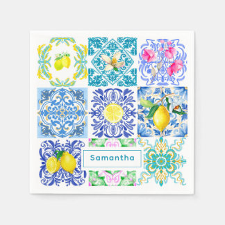Chic Sicilian azulejo Amalfi Mediterrane Fliesen Serviette