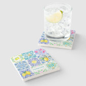 Chic Sicilian azulejo Amalfi Mediterrane Fliesen Steinuntersetzer (Seitenansicht)