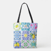 Chic Sicilian azulejo Amalfi Mediterrane Fliesen Tasche (Rückseite)