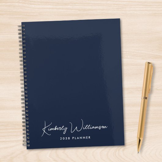 Chic Signature Schrift Monogramm Blau Planer