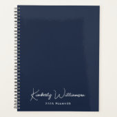 Chic Signature Schrift Monogramm Blau Planer (Vorderseite)