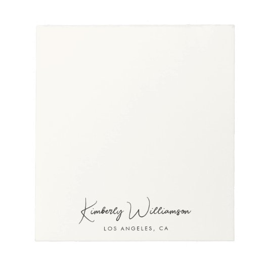 Chic Signature Script Monogram Cream Notizblock (Vorderseite)