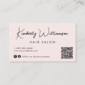 Chic Signature Script QR Code Rosa Visitenkarte (Vorderseite)