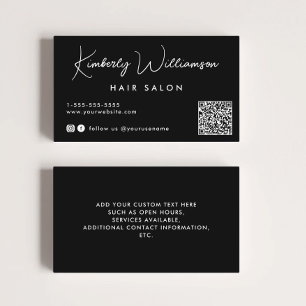 Chic Signature Script QR Code Schwarz Visitenkarte