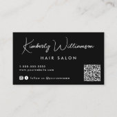 Chic Signature Script QR Code Schwarz Visitenkarte (Vorderseite)