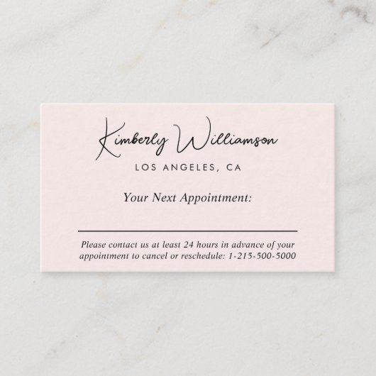 Chic Signature Script rosa Geschäft Terminkarte (Vorderseite)