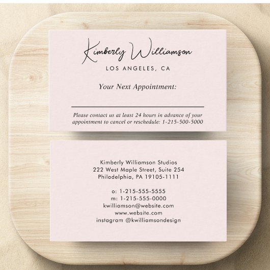 Chic Signature Script rosa Geschäft Terminkarte