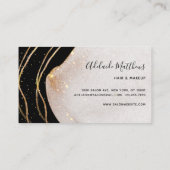 Chic Signature Script Schwarz und Gold Agate Moder Visitenkarte (Rückseite)