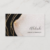 Chic Signature Script Schwarz und Gold Agate Moder Visitenkarte (Vorderseite)