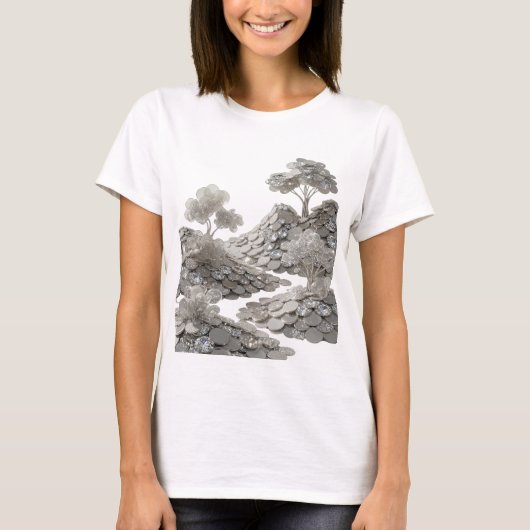 Chic Silber ABSTRACT ART Kunstprint v2 T-Shirt (Vorderseite)