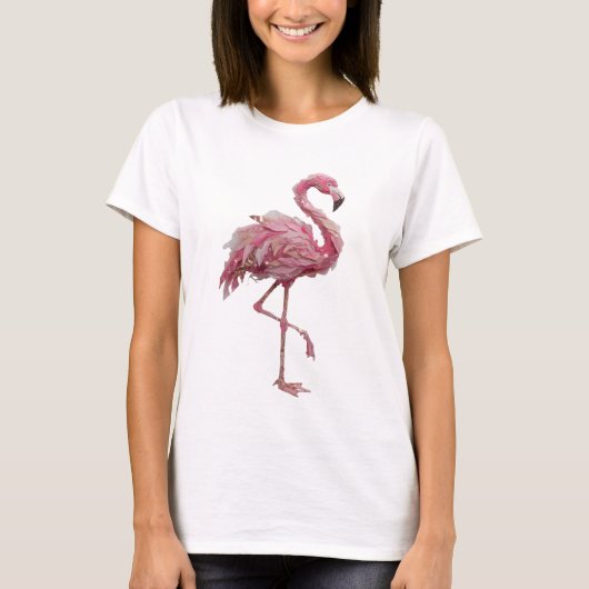Chic Silber FLAMINGO Textildesign T-Shirt (Vorderseite)