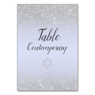 Chic silber Glitzer Drehbuch Lavender Bat Mitzvah Tischnummer
