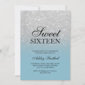 Chic silber Glitzer Eis blau elegant Sweet 16 Einladung (Vorderseite)