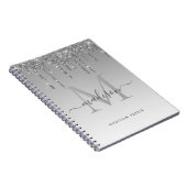Chic silber Glitzer Monogram Spiralnotebook Notizblock (Rechte Seite)