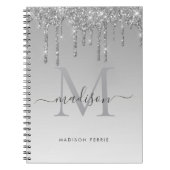 Chic silber Glitzer Monogram Spiralnotebook Notizblock (Vorderseite)
