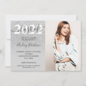 Chic silber Glitzer ombre Foto Abschluss Einladung (Vorderseite)