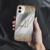 Chic silber Gold falscher Glitter Monogramm Case-Mate iPhone Hülle