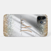 Chic silber Gold Imitate Glitzer Monogramm Case-Mate iPhone Hülle (Rückseite (Horizontal))