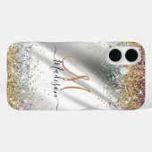 Chic silber Gold Imitate Glitzer Monogramm Case-Mate iPhone Hülle (Rückseite (Horizontal))