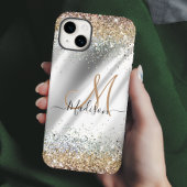 Chic silber Gold Imitate Glitzer Monogramm Case-Mate iPhone Hülle