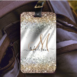 Chic silber Gold Imitate Glitzer Monogramm Gepäckanhänger<br><div class="desc">Chic silber Gold Imitate Glitzer monogramm Gepäckanhänger. Wunderschön, modern und cool für den Trend-versierten und kunstliebenden angesagten Trendsetter. Dieses stilvolle Design wäre ideal für Mädchen, die funkelnd Designs lieben. Zeigen Sie Ihren persönlichen Stil, sehen Sie modern, trendig und stilvoll und reisen Sie stilvoll mit einem einzigartigen Design auf einem Gepäckanhänger...</div>