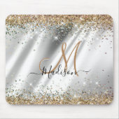 Chic silber Gold Imitate Glitzer Monogramm Mousepad (Vorne)