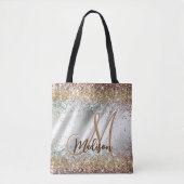 Chic silber Gold Imitate Glitzer Monogramm Tasche (Vorderseite)