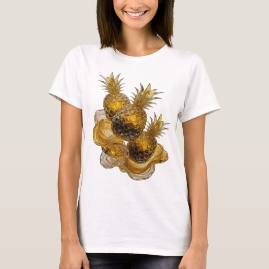 Chic Silber GOLDENER ANANAS PROSPERITÄT T-Shirt (Vorderseite)