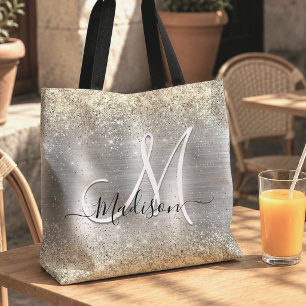 Chic silber-goldfarbene Metalloptik mit Kunstglitt Tasche