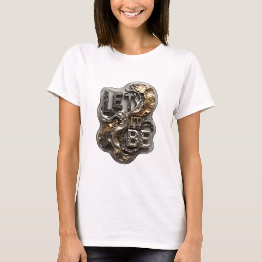 Chic Silber LET IT BE Slogan Tee (Vorderseite)