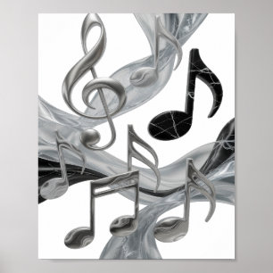 Chic Silber MUSIC IN MOTION Grafikdesign Poster
