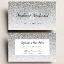 Chic Silber Ombre Glitter Monogramm Friseursalon