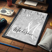 Chic silber ombre Glitzer Tropfen Monogramm Notizblock