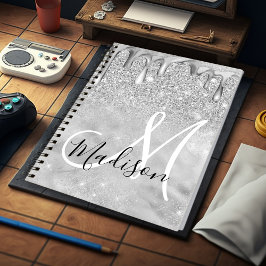 Chic silber ombre Glitzer Tropfen Monogramm Notizblock