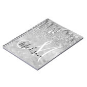 Chic silber ombre Glitzer Tropfen Monogramm Notizblock (Linke Seite)