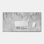 Chic silber ombre Glitzer Tropfen Monogramm Schreibtischunterlage (Tastatur & Maus)