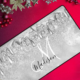 Chic silber ombre Glitzer Tropfen Monogramm Schreibtischunterlage
