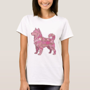 Chic Silber PINK GLAS HUND Slogan Design T-Shirt